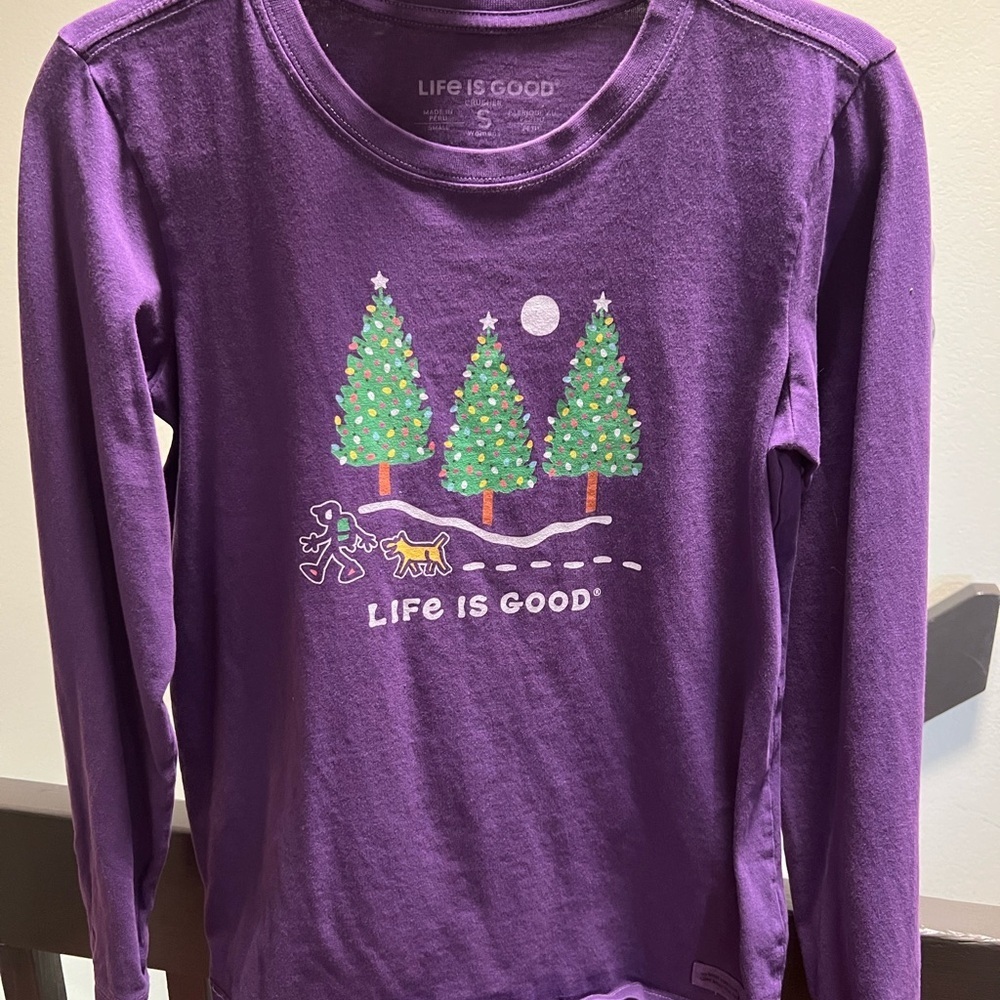 Life Is Good Women's Purple Long Sleeve Tee with Tree Graphic #204